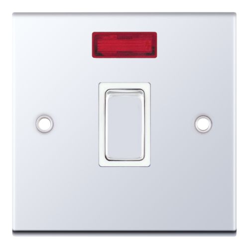 Selectric 20 Amp DP Switch with Neon Polished Chrome White Insert