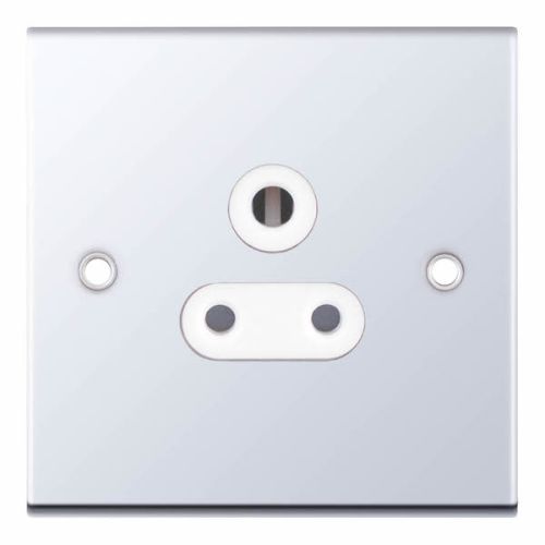 Selectric 5 Amp Round Pin Socket 3 Pin Unswitched Polished Chrome White Insert