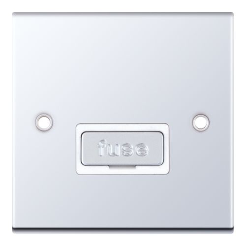 Selectric 13 Amp Fused Connection Unit Unswitched Polished Chrome White Insert