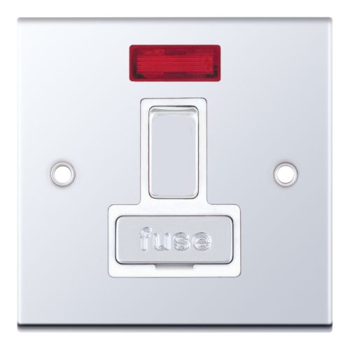 Selectric 13 Amp Fused Connection Unit with Neon DP Switched Polished Chrome White Insert