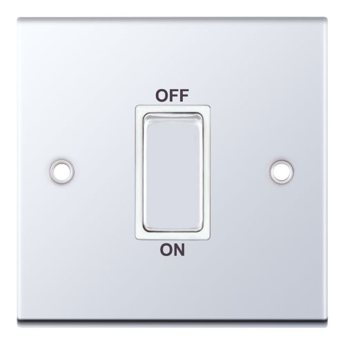 Selectric 45 Amp DP Switch 1 Gang Plate Polished Chrome White Insert