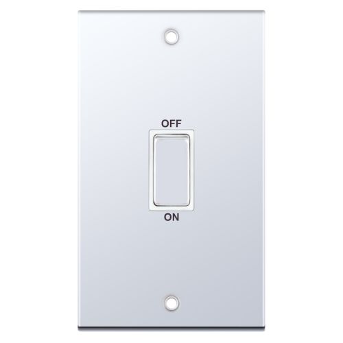 Selectric 45 Amp DP Switch 2 Gang Plate Polished Chrome White Insert