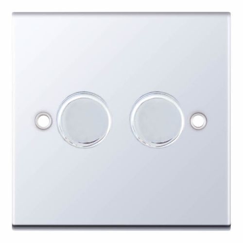Selectric 2 Gang 2 Way Dimmer 5-100W Push On/Off Polished Chrome