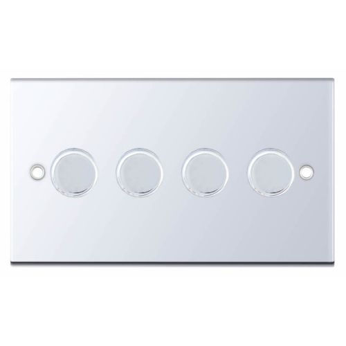 Selectric 4 Gang 2 Way Dimmer 5-100W Push On/Off Polished Chrome 