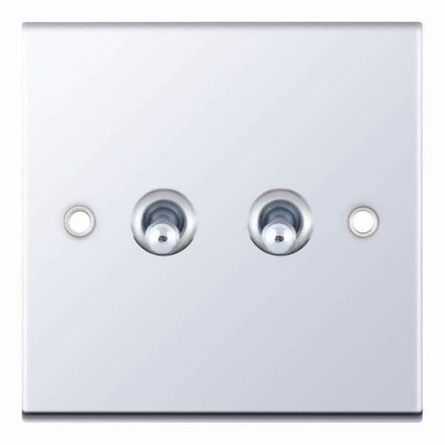 Selectric 10A Toggle Switch 2 Gang 2 Way Polished Chrome 