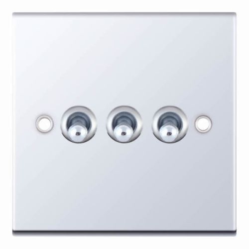 Selectric 10A Toggle Switch 3 Gang 2 Way Polished Chrome 