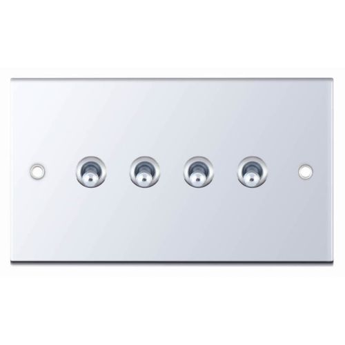 Selectric 10A Toggle Switch 4 Gang 2 Way Polished Chrome