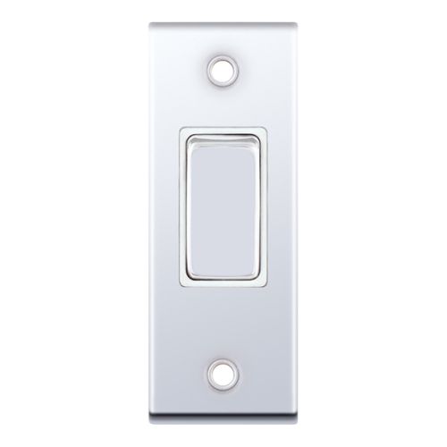 Selectric 10 Amp Architrave Switch 1 Gang 2 Way X-Rated Polished Chrome White Insert
