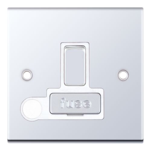 Selectric 13 Amp Fused Connection Unit DP Switched with Flex Polished Chrome White Insert