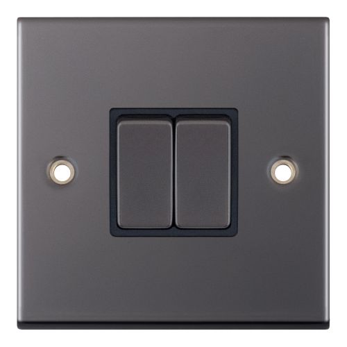 Selectric 10 Amp Plate Switch 2 Gang 2 Way X-Rated Black Nickel Black Insert