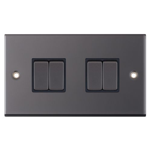 Selectric 10 Amp Plate Switch 4 Gang 2 Way X-Rated Black Nickel Black Insert