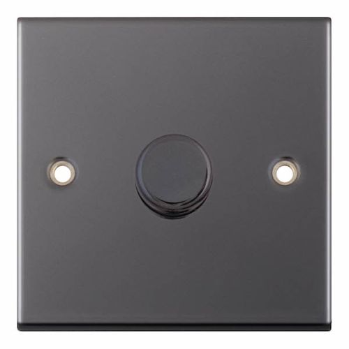 Selectric 1 Gang 2 Way Dimmer Switch 5-100W Push On/Off Black Nickel Black Insert