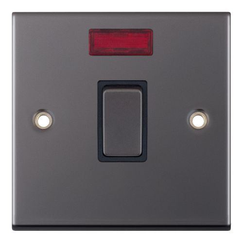 Selectric 20 Amp DP Switch with Neon Black Nickel Black Insert