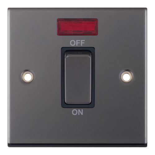 Selectric 45 Amp DP Switch with Neon 1 Gang Plate Black Nickel Black Insert