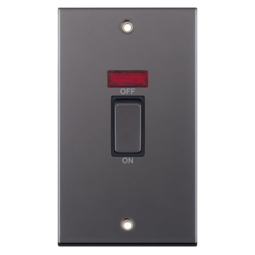 Selectric 45 Amp DP Switch with Neon 2 Gang Plate Black Nickel Black Insert