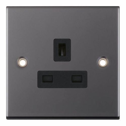 Selectric 1 Gang 13 Amp Socket Unswitched Black Nickel Black Insert