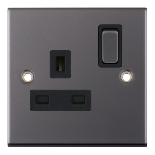 Selectric 1 Gang 13 Amp Socket DP Switched Black Nickel Black Insert
