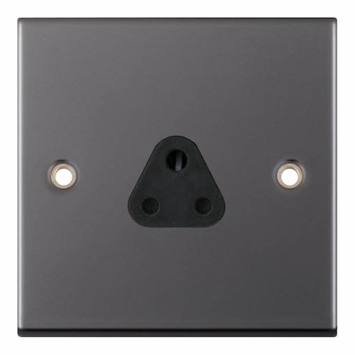 Selectric 2 Amp Round Pin Socket 3 Pin Unswitched Black Nickel Black Insert