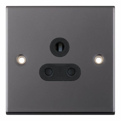 Selectric 5 Amp Round Pin Socket 3 Pin Unswitched Black Nickel Black Insert