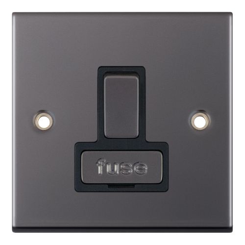 Selectric 13 Amp Fused Connection Unit DP Switched Black Nickel Black Insert