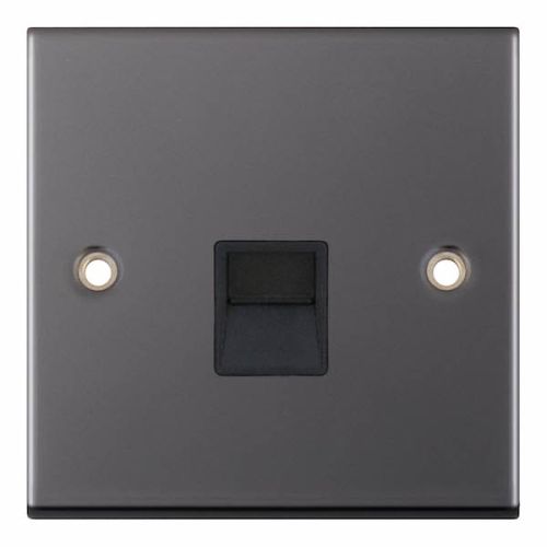 Selectric 1 Gang Secondary Telephone Socket Black Nickel Black Insert