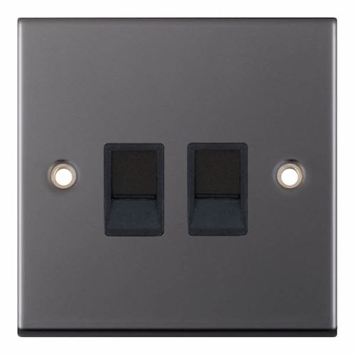 Selectric 2 Gang RJ45 Computer/Data Socket Black Nickel Black Insert