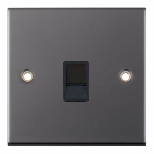 Selectric 1 Gang RJ11 Data Socket Black Nickel Black Insert