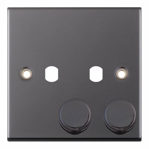 Selectric 2 Aperture Empty Dimmer Plate with Knobs Black Nickel