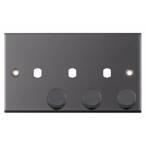 Selectric 3 Aperture Empty Dimmer Plate with Knobs Black Nickel