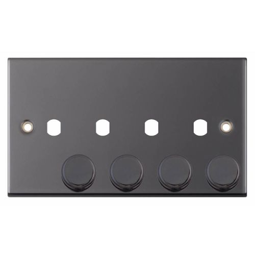 Selectric 4 Aperture Empty Dimmer with Knobs Black Nickel