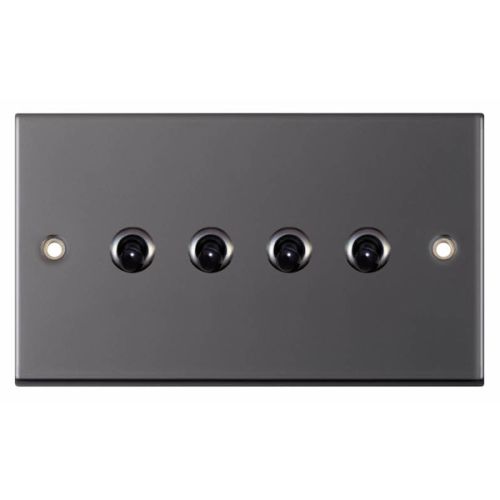 Selectric 10 Amp Toggle Switch 4 Gang 2 Way Black Nickel Black Insert