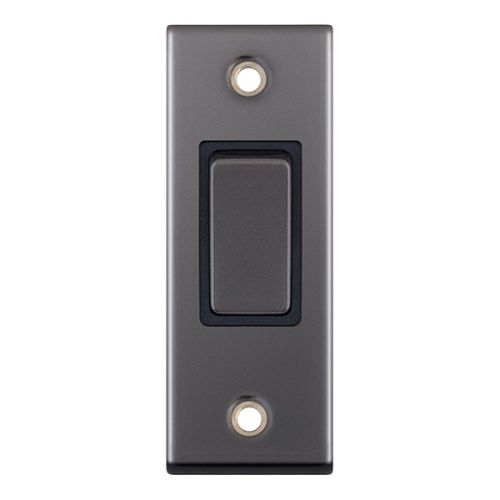 Selectric 10 Amp Architrave Switch 1 Gang 2 Way X-Rated Black Nickel Black Insert