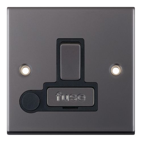 Selectric 13 Amp Fused Connection Unit DP Switched with Flex Black Nickel Black Insert