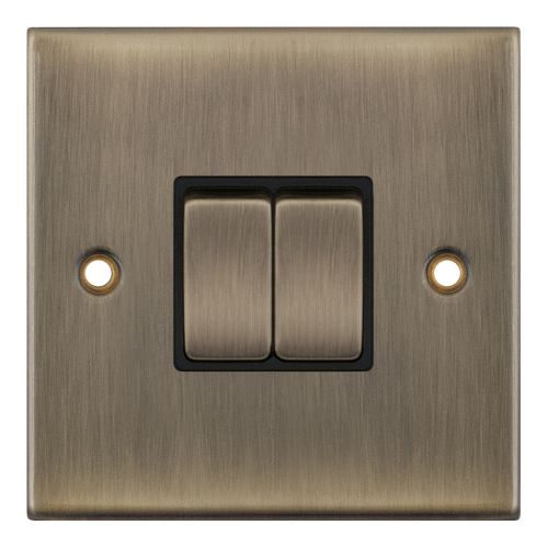 Selectric 10A Plate Switch 2 Gang 2 Way X-Rated Antique Brass