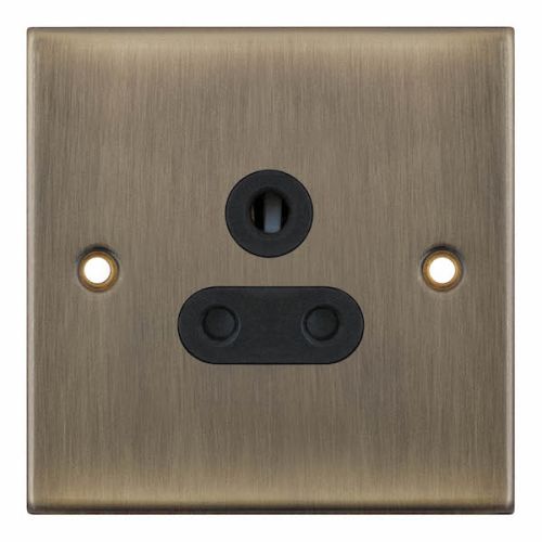 Selectric 5 Amp Round Pin Socket 3 Pin Antique Brass Black Insert