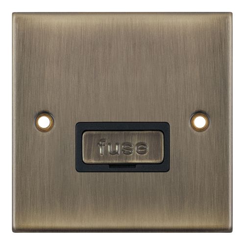 Selectric 13 Amp Fused Connection Unit Antique Brass Black Insert