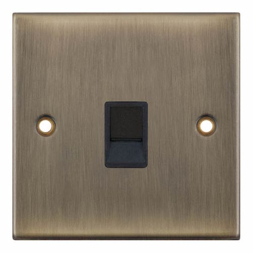 Selectric 1 Gang RJ45 Computer/Data Socket Antique Brass Black Insert