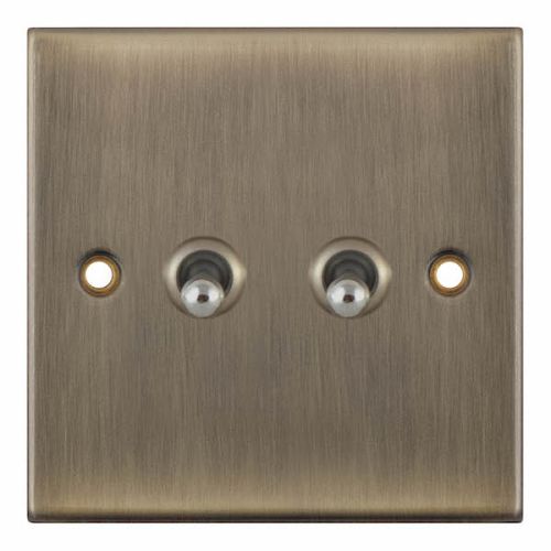 Selectric 10A Toggle Switch 2 Gang 2 Way Antique Brass