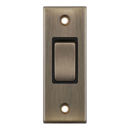 Selectric 10 Amp Architrave Switch 1 Gang 2 Way X-Rated Antique Brass Black Inserts