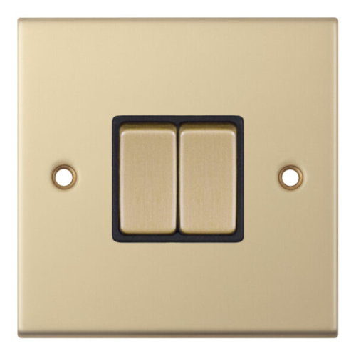 Selectric 10 Amp Plate Switch 2 Gang 2 Way X-Rated Satin Brass