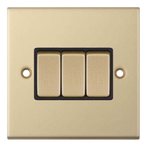 Selectric 10 Amp Plate Switch 3 Gang 2 Way X-Rated Satin Brass