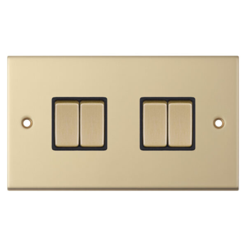 Selectric 10 Amp Plate Switch 4 Gang 2 Way X-Rated Satin Brass