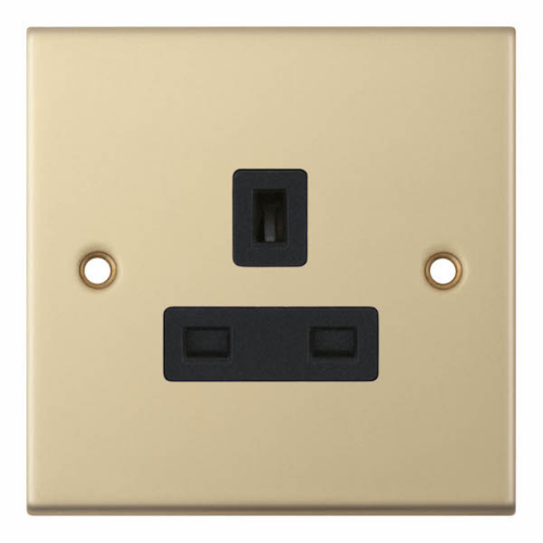 Selectric 1 Gang 13 Amp Socket Unswitched Satin Brass
