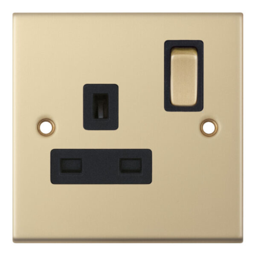 Selectric 1 Gang 13 Amp Socket DP Switched Satin Brass 