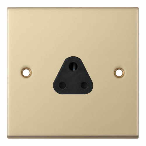 Selectric 2 Amp Round Pin Socket 3 Pin Unswitched Satin Brass