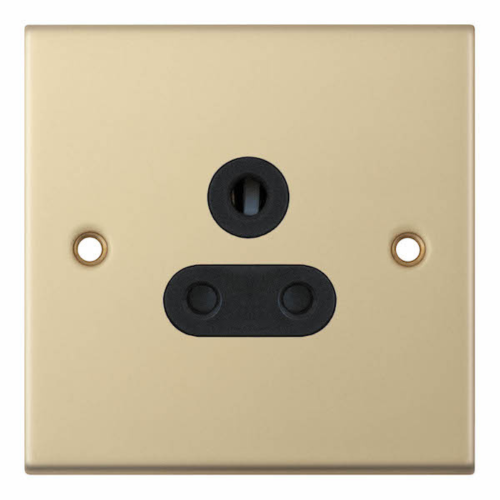 Selectric 5 Amp Round Pin Socket 3 Pin Unswitched Satin Brass