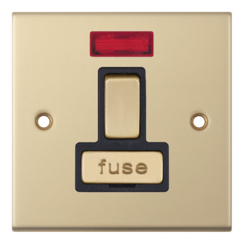 Selectric 13 Amp Fused Connection Unit with Neon DP Switched Satin Brass