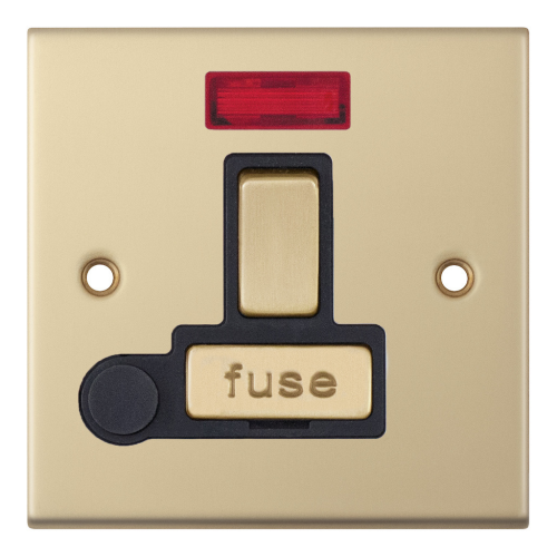 Selectric 13 Amp Fused Connection Unit with Neon Satin Brass