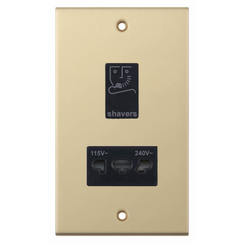 Selectric Dual Voltage Shaver Socket 115V & 230V Output Satin Brass