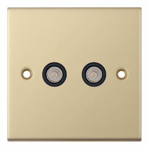 Selectric 2 Gang TV/FM ﻿Coaxial/Aerial Socket Satin Brass